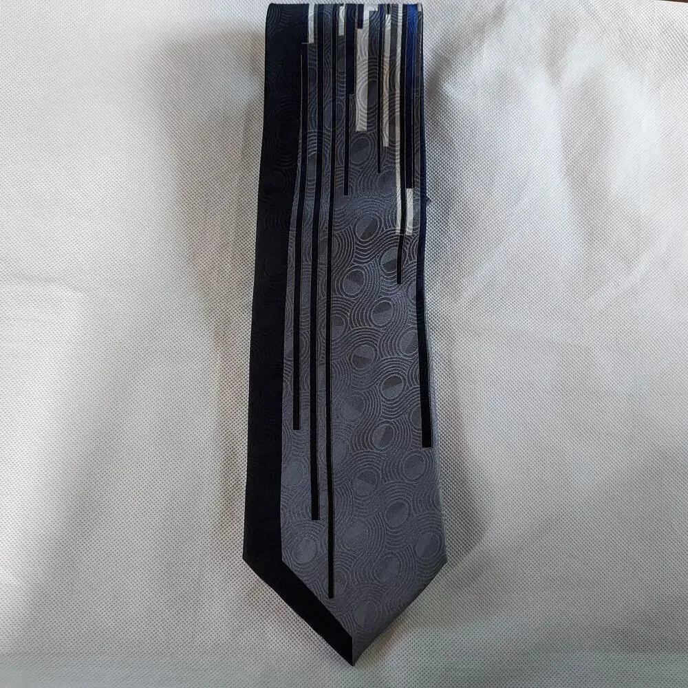 Salvatore Pellegrino IL Pinttore Italian Silk Mens Neck Tie Gray Black Blue